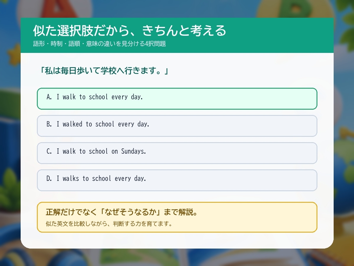 英語マスター 中学1年|3分野225問 4択クイズ&問題集