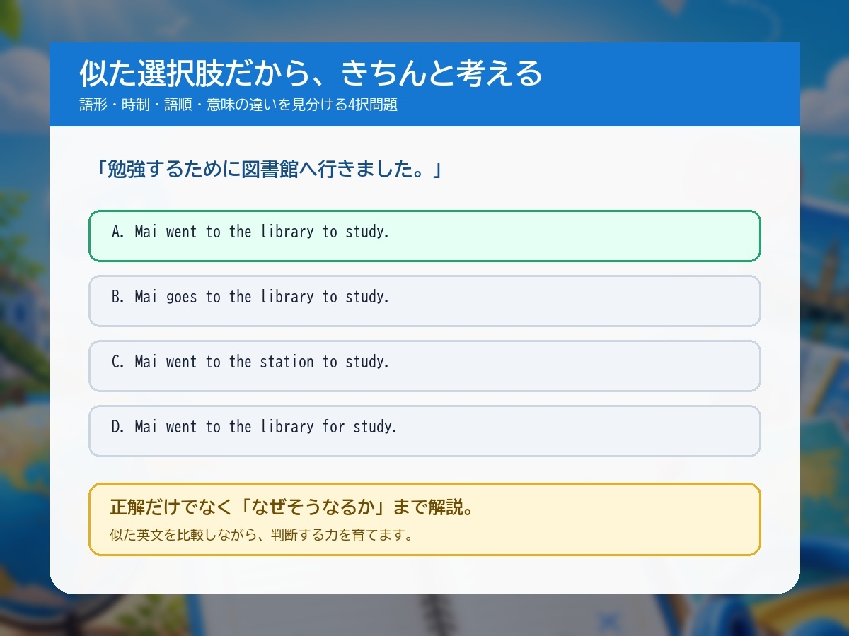 英語マスター 中学2年|3分野225問 4択クイズ&問題集