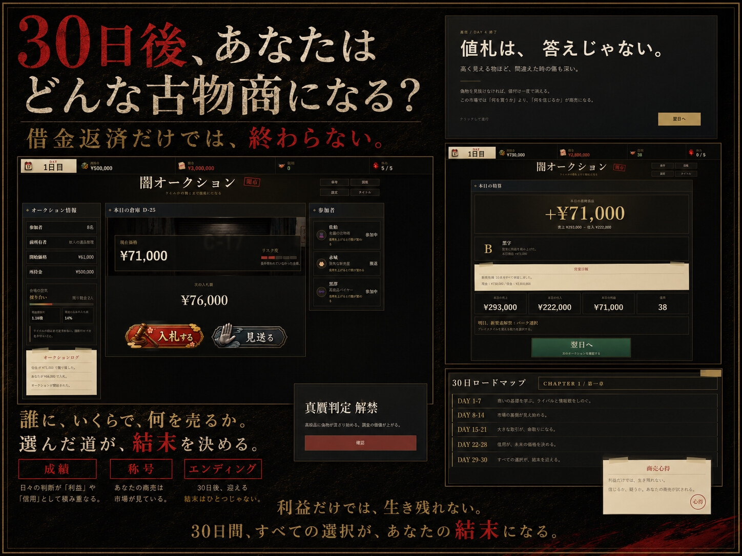 闇オークション~中身の見えない倉庫を競り落とし、価値を引き当てろ~