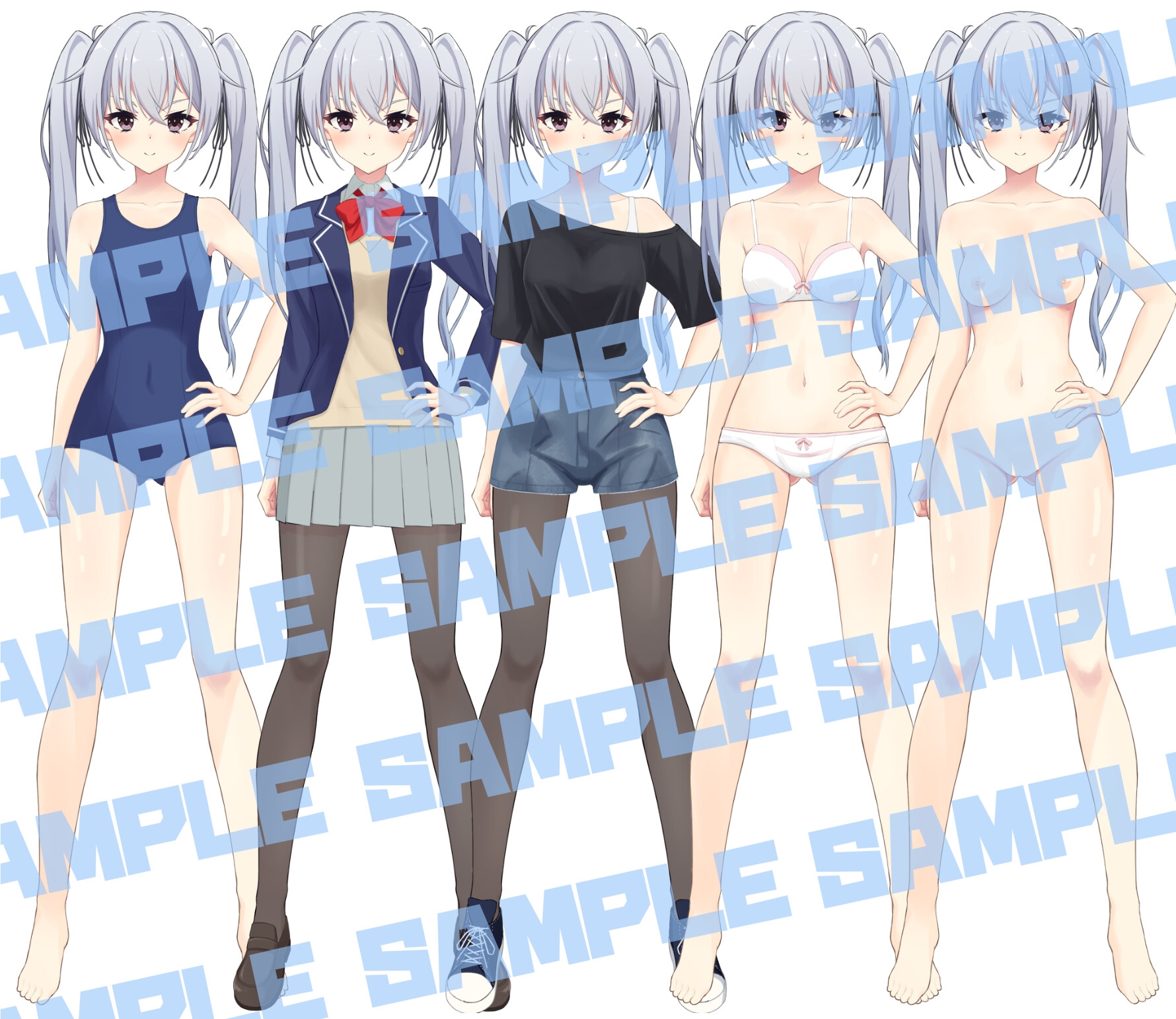 【スチル付き立ち絵素材】ツインテ制服女子