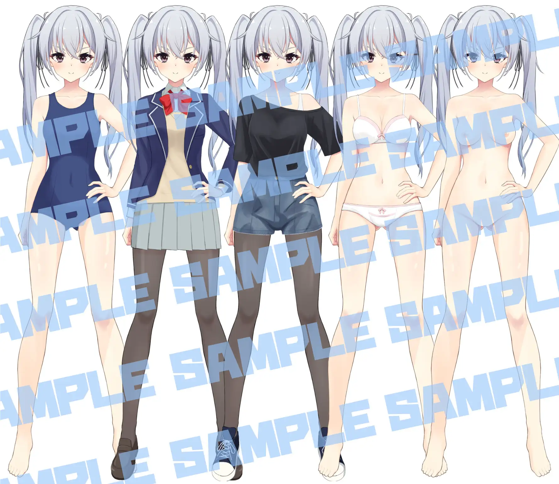 【スチル付き立ち絵素材】ツインテ制服女子 サンプル画像 2