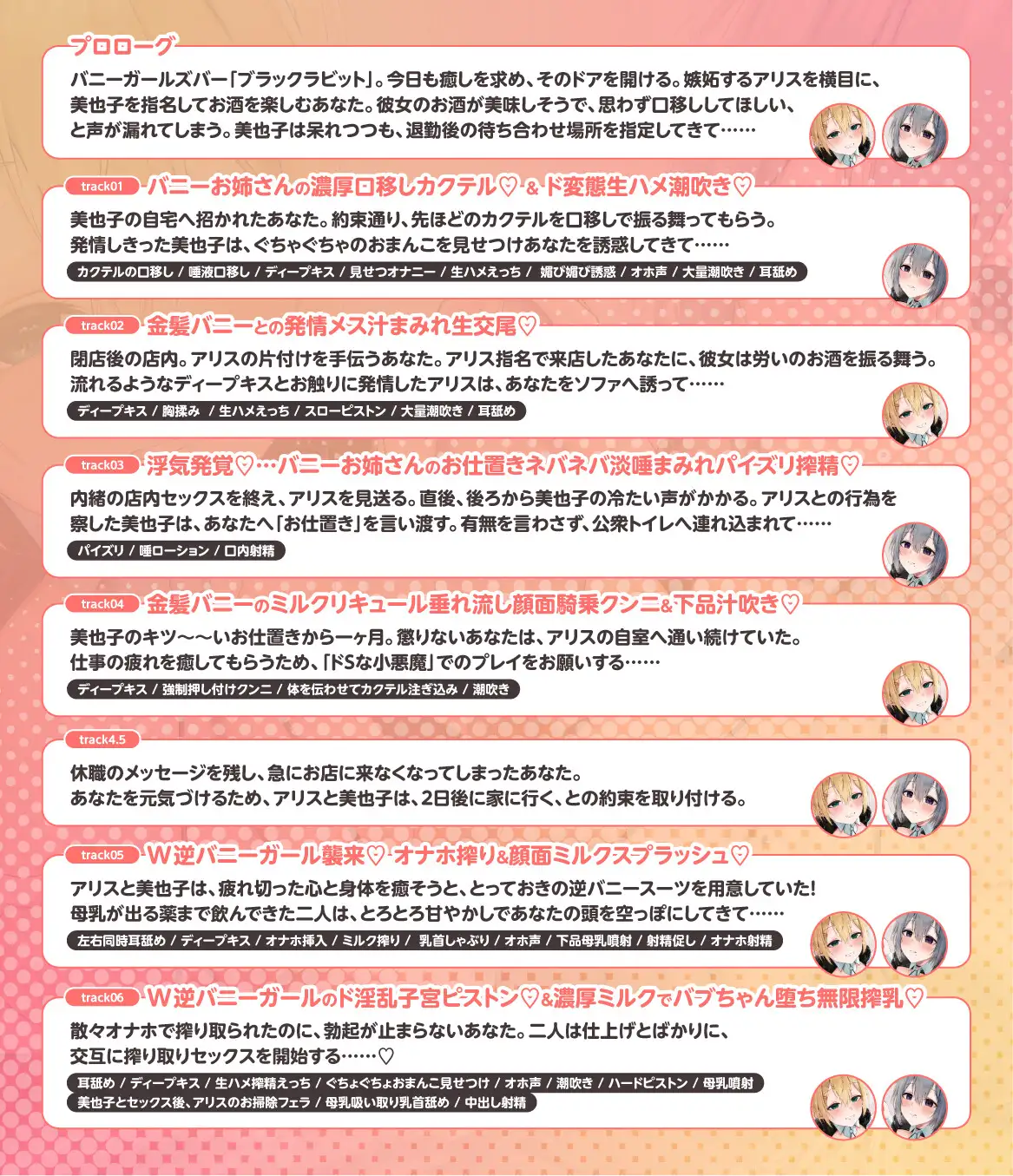 【バニー×甘々汁プレイ♡】 理性融解!!  -バニーガールたちに汁プレイで理性を壊されるお話♡- 【 潮 /メス汁/ 母乳/甘唾 】 サンプル画像 7