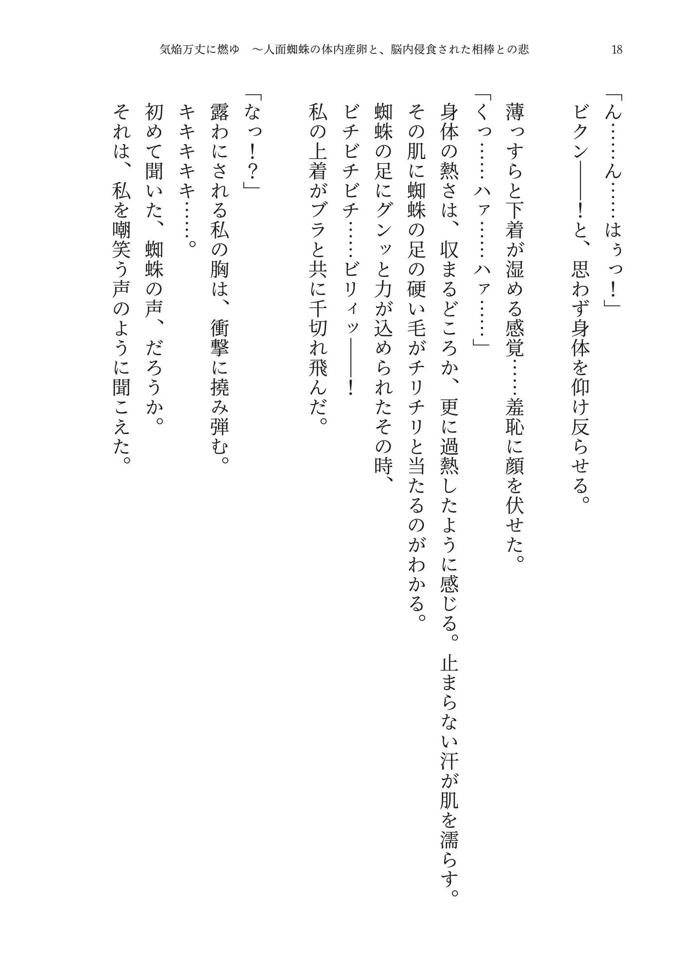 【崩壊】気焔万丈に燃ゆ ～人面蜘蛛の体内産卵と、脳内侵食された相棒との悲壮なる奸計～ サンプル画像 2