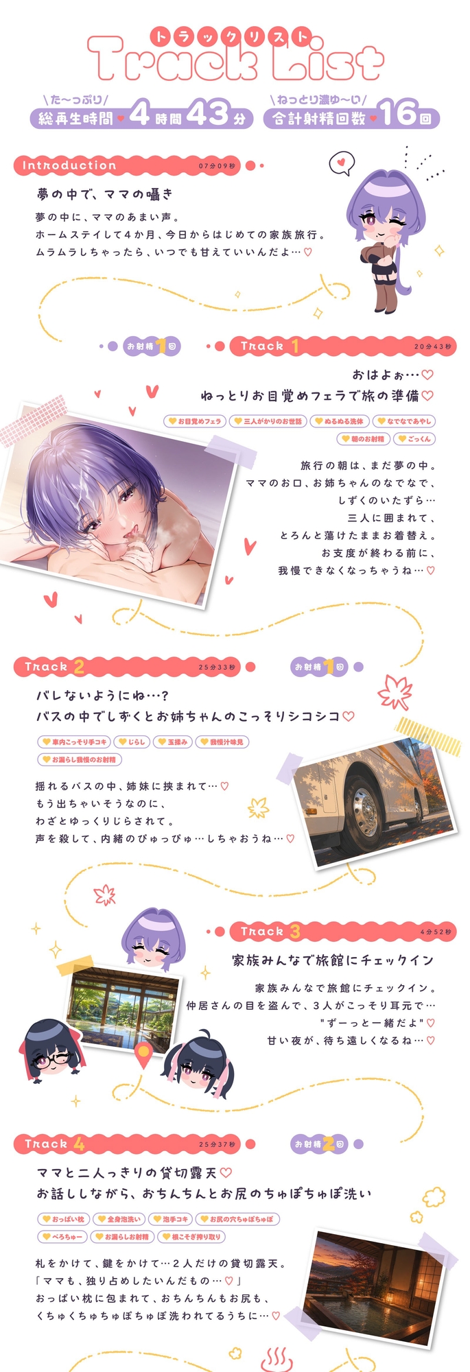 【たっぷり4時間半】サキュバスホームステイ 甘々ねっとり家族旅行♡ いつでもどこでも空っぽになるまでぴゅっぴゅしようね…?img04