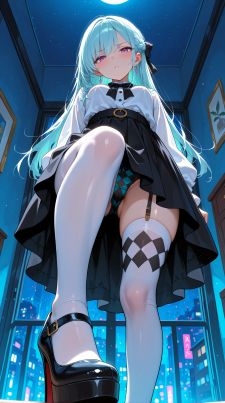魅惑の絶対領域 〜ハイヒールとニーハイ、そして無防備なパンチラ〜
