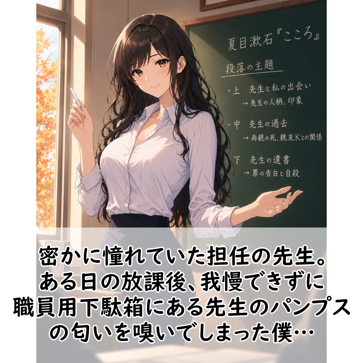 【足の匂いフェチ】密かに憧れていた美人教師の校内履きパンプスの匂いをこっそり嗅いでいたら、バレて消臭奴○にされた僕【足コキ】