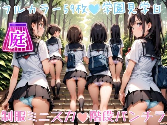 【59枚】女の子たちのミニスカ制服やパンティーやお尻をお好きなだけ観察できます♪今日は妄想の世界にあるエッチな街での学園見学日です♪