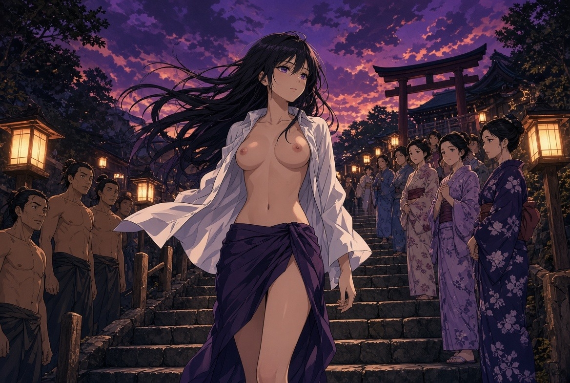 【CFNM&嫉妬勃起NTR(月読の村編(2))】水泳部エロマネ彼女 ～男性は下半身裸が義務の村
