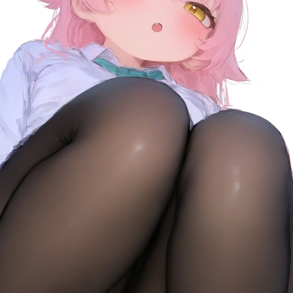 【高画質・縦長】「見つけたよ…?」 ―― 透け感溢れる肉厚黒タイツと、覗く純白。蹲り姿で魅せる色気あふれる脚線美