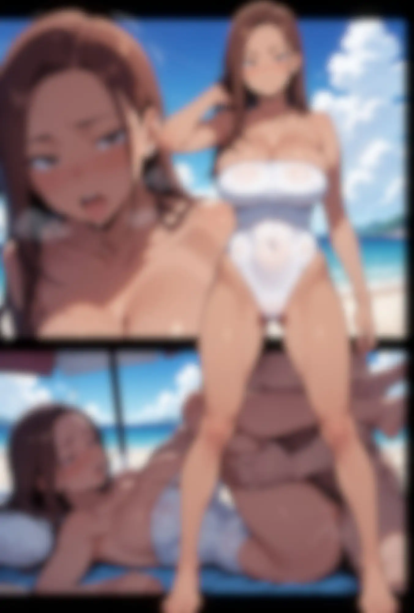 爆乳、黒ギャルとビーチで水着でエッチ(高画質) サンプル画像 4