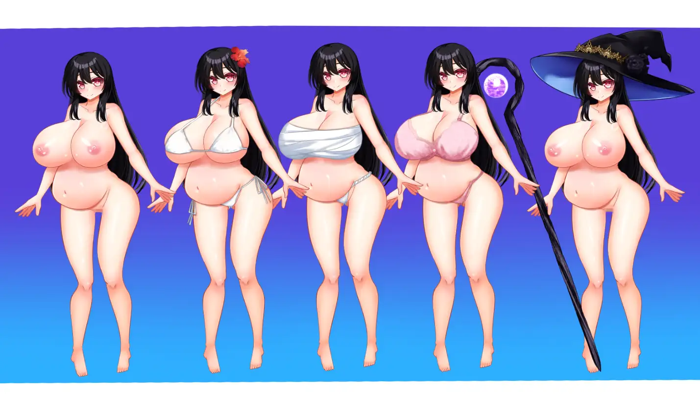 立ち絵素材 黒髪の女の子(ボテ腹) サンプル画像 2