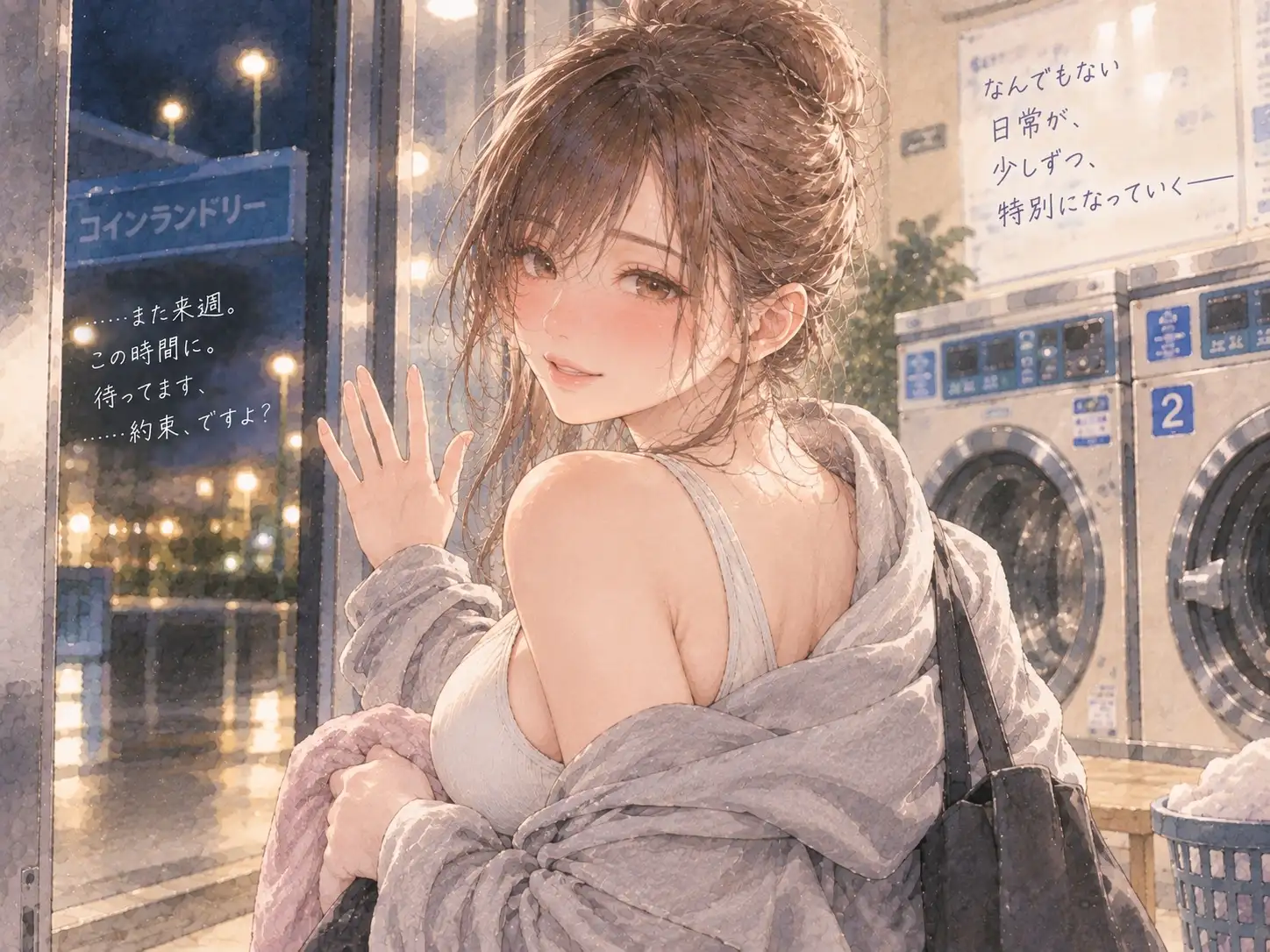 『コインランドリーで毎週会うお姉さんと、洗濯が終わるまで話すだけ。』 サンプル画像 3