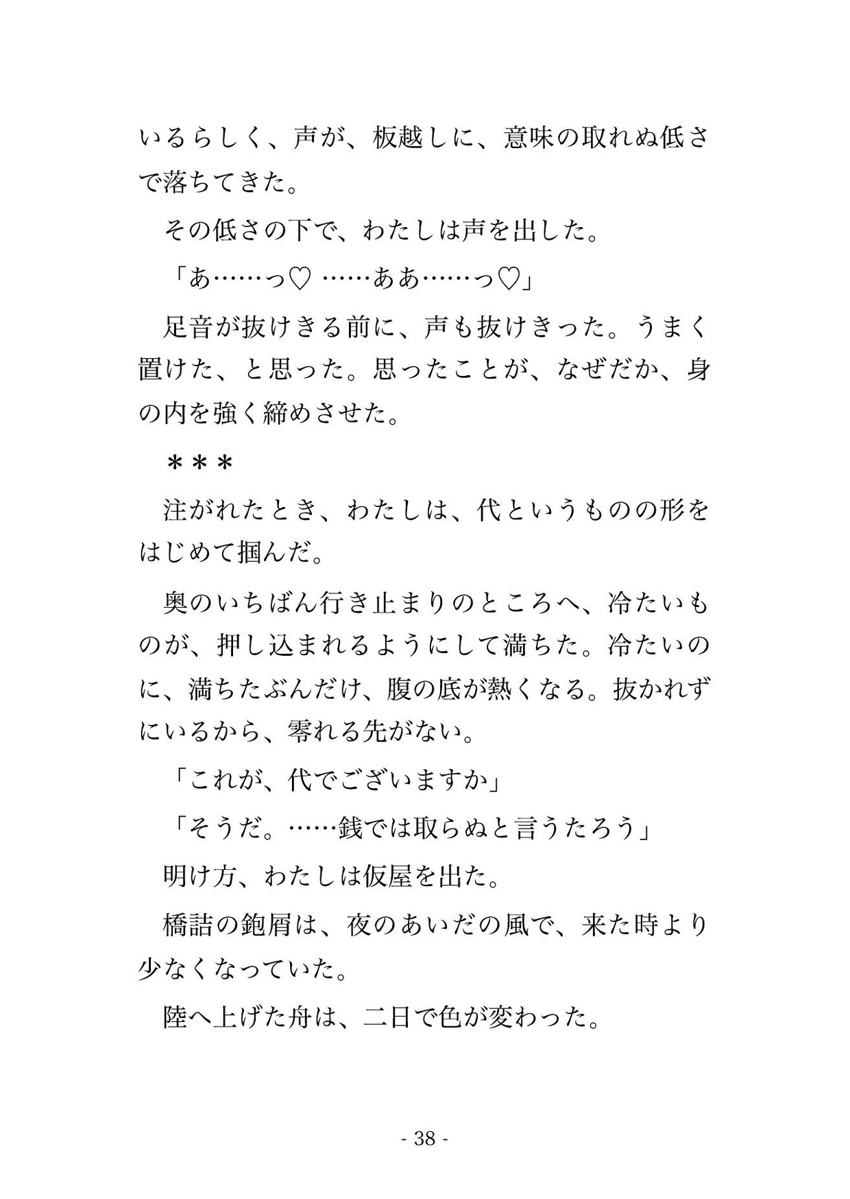 架け替えた橋を一番に渡り初めした私を橋姫と呼ばれる神が橋詰の仮屋へ請じ、渡った代として橋板が里に馴染むまで夜ごと橋詰で種付けされた話・一話〜 サンプル5