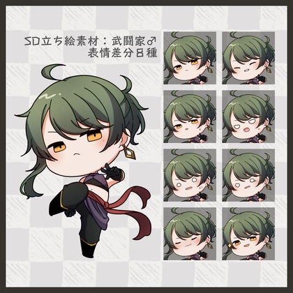 【SD立ち絵素材】武闘家♂【表情8種】