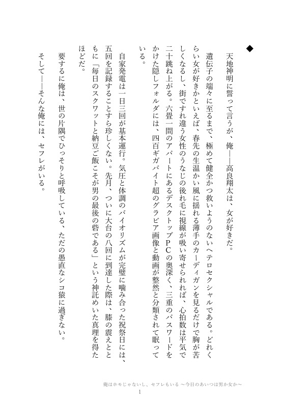俺はホモじゃないし、セフレもいる ～今日のあいつは男か女か～