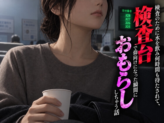 検査のために水を飲み何時間も待たされて、検査台で仰向けになった瞬間におもらししちゃう話