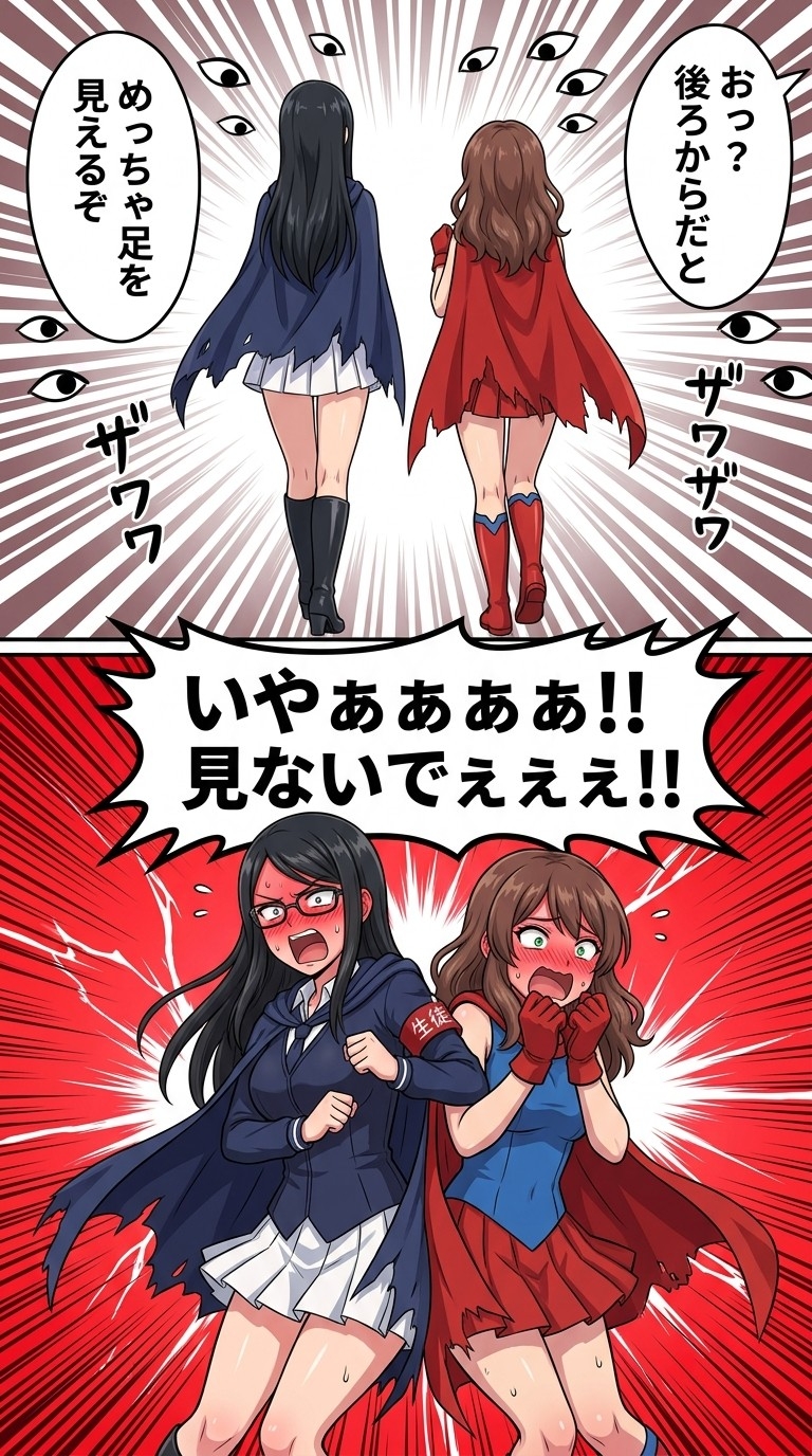 堅物生徒会長とドジっ子後輩が変身！?2〜マントを切られて背中がピンチです！〜-5