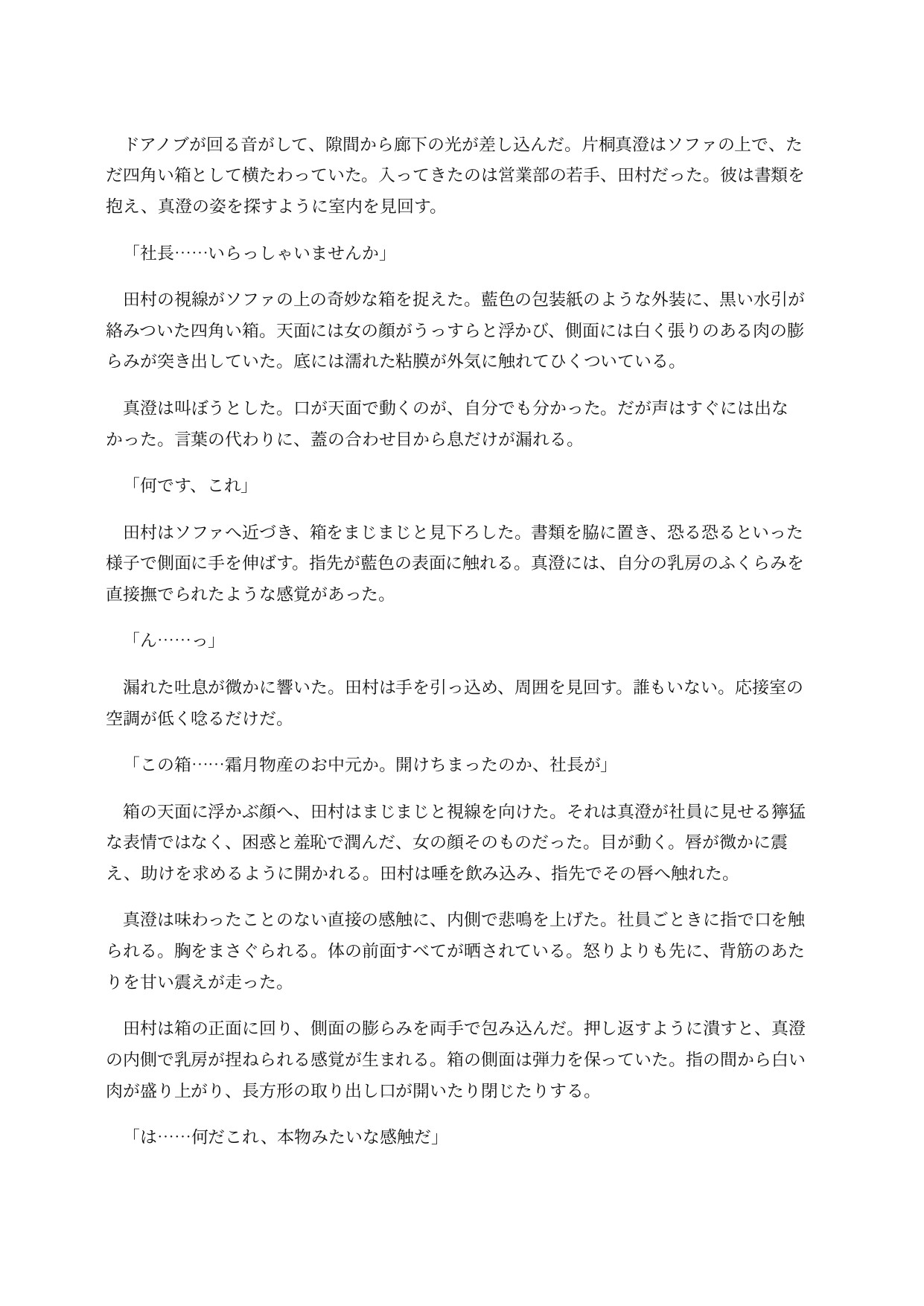 箱化した女社長は部下どもに穴という穴を使われてしまう