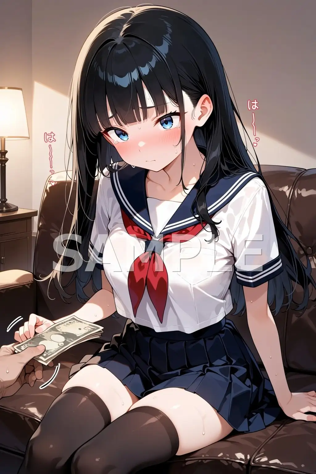 【特典ショート動画付】「…本当にお金、くれるんですよね?」真面目な黒髪巨乳女子〇生・栞ちゃんが初めてのホテルでおじさんに弄ばれる記録 サンプル画像 10