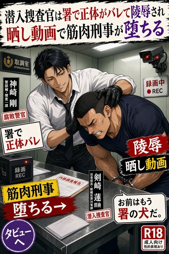 潜入捜査官は署で正体がバレて陵○され晒し動画で筋肉刑事が堕ちる サンプル2