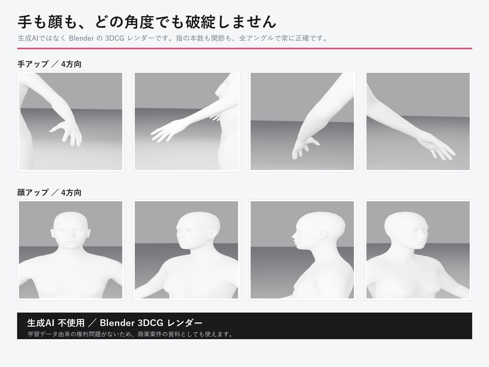 【画像素材】デッサン人形ポーズ集Vol.1/トレス素材・商用OK【基本3ポーズ×96アングル×4形式=1152枚/生成AI不使用・3DCG】※3Dモデルデータではありません