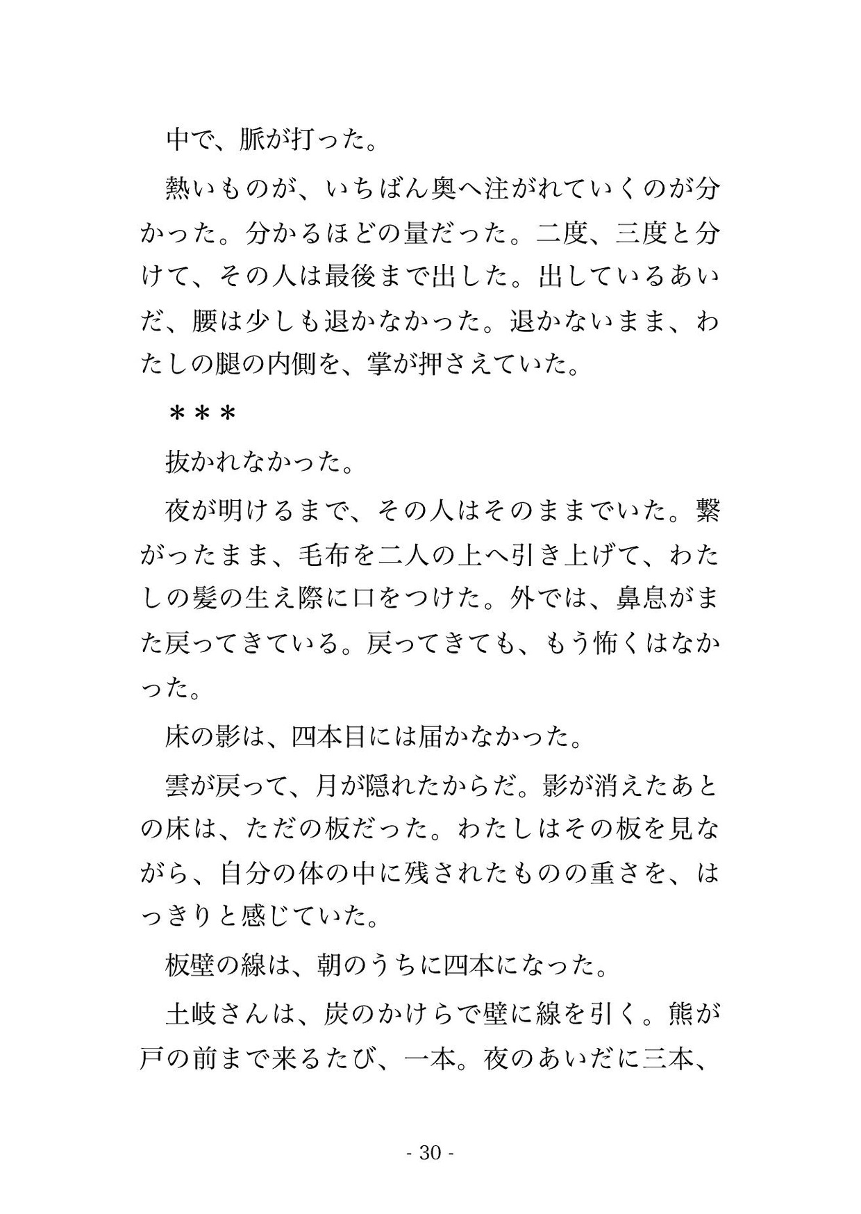 熊が小屋の前に居座り外へ出られない山中の作業小屋で十九歳上の猟師と二晩、銃を抱いた男の腕の中で声を噛み殺したまま朝ごとに孕まされた登山者の話 サンプル7