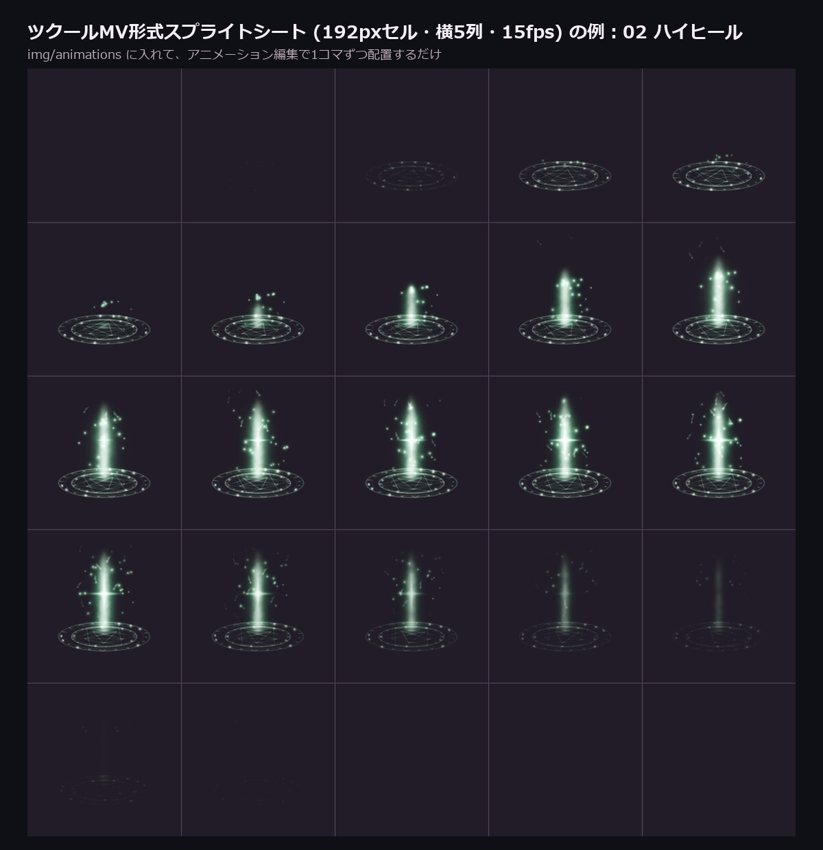 2Dバトルエフェクト素材集 回復・支援・状態異常編【全40種+状態異常ループ10+専用SE40】