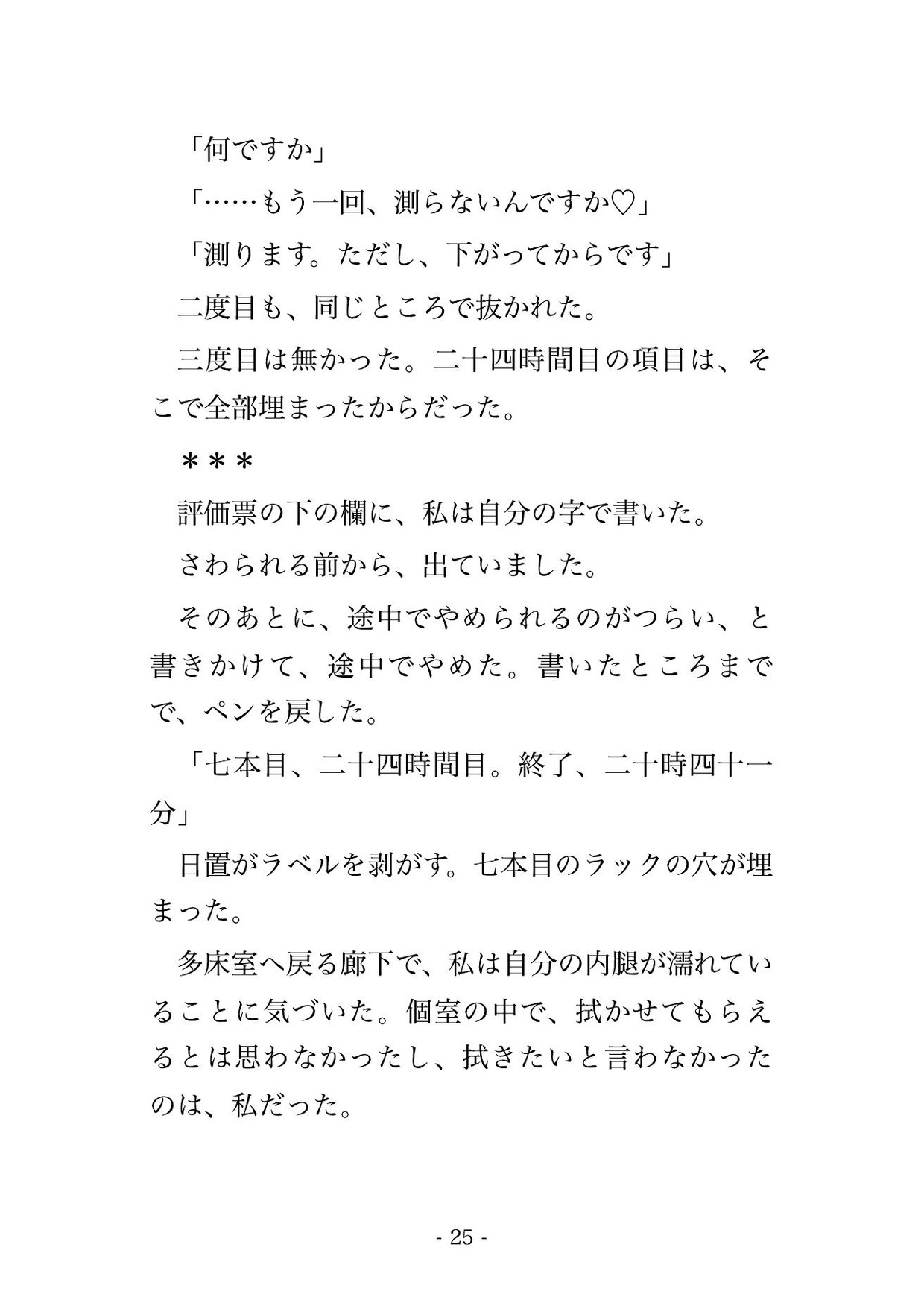 七十二時間の泊まり込みの治験で採血のたび個室へ呼ばれ二十三上の責任医師ら男四人に薬の効き目を身体で確かめられ最後の採取で子宮に種付けされた サンプル6