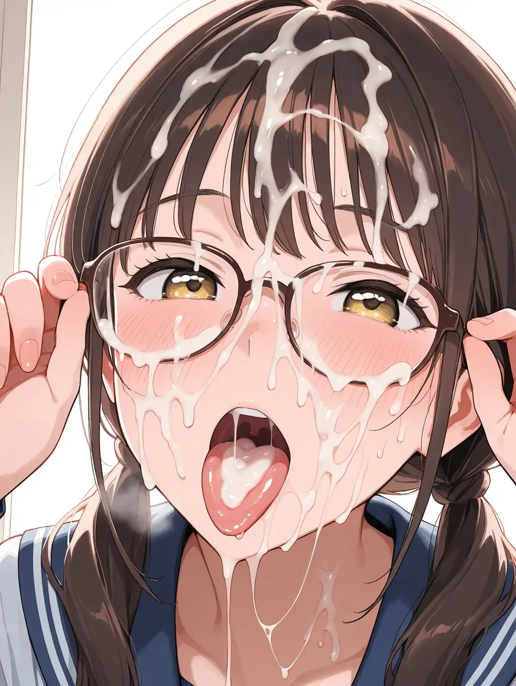 眼鏡娘にぶっかけザーメン サンプル画像 3