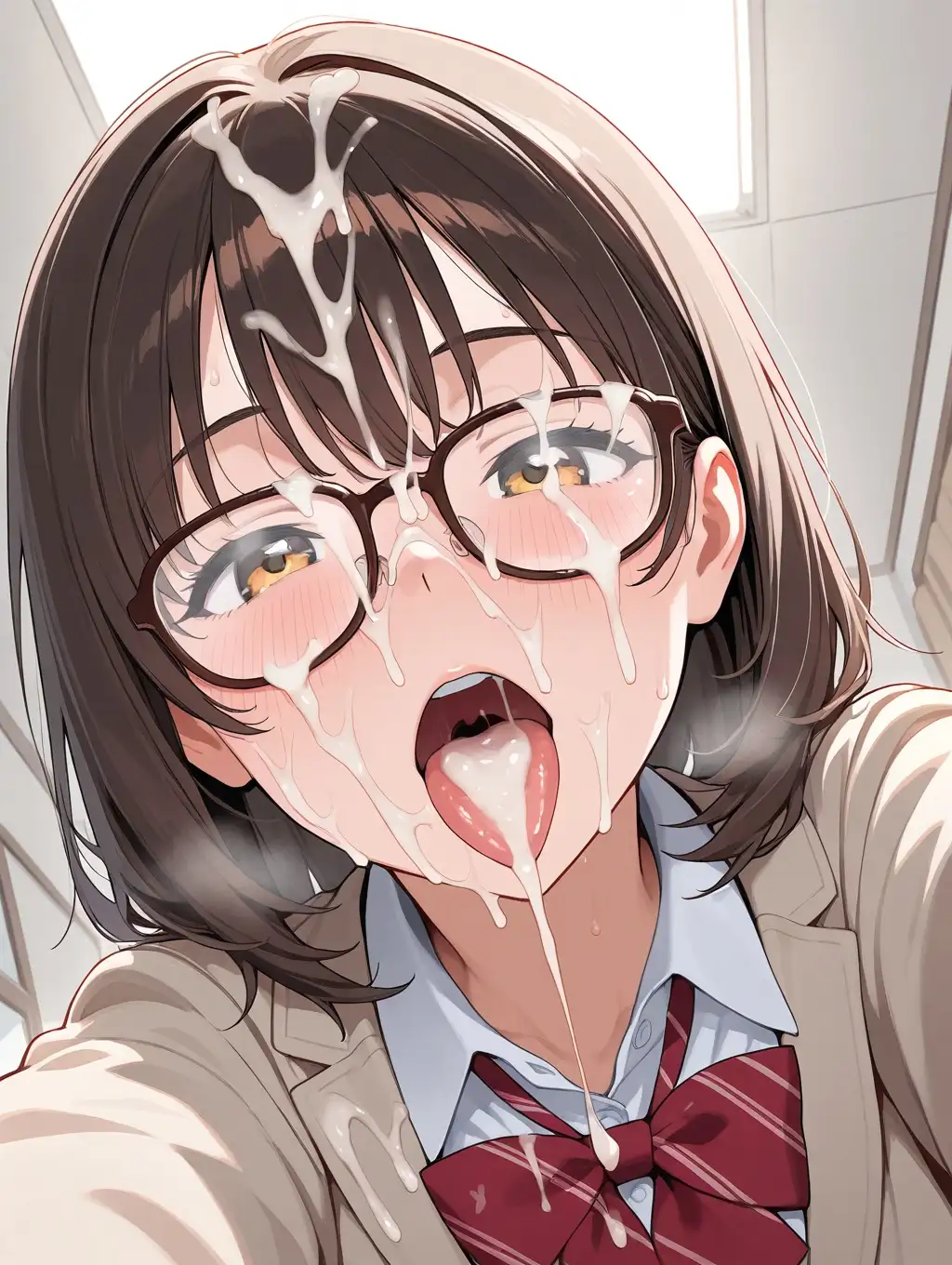 眼鏡娘にぶっかけザーメン サンプル画像 5