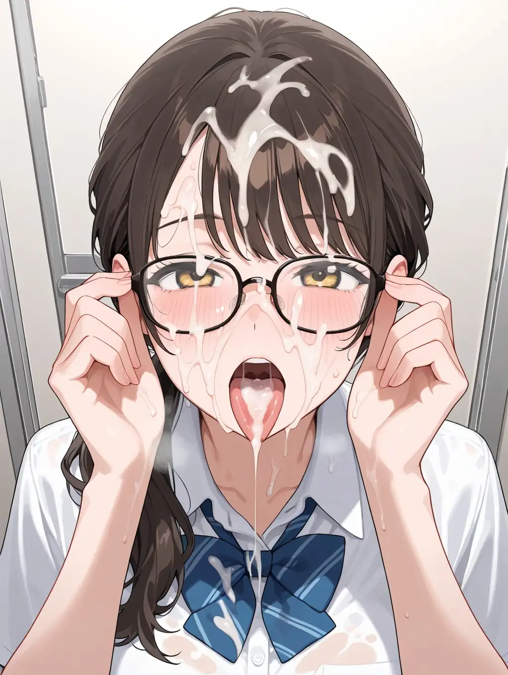 眼鏡娘にぶっかけザーメン サンプル画像 7