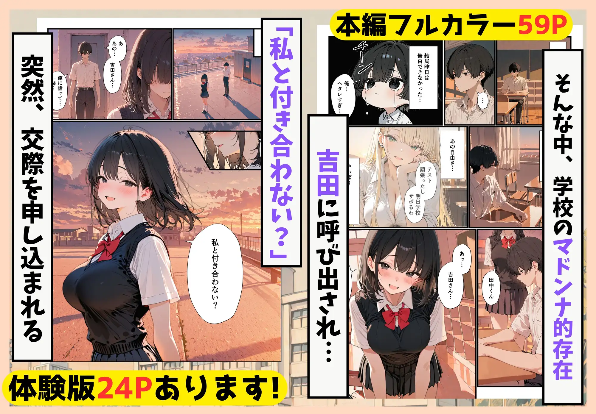 隣の席のギャルのことが好きなのに、巨乳の同級生が誘惑してくる サンプル画像 3