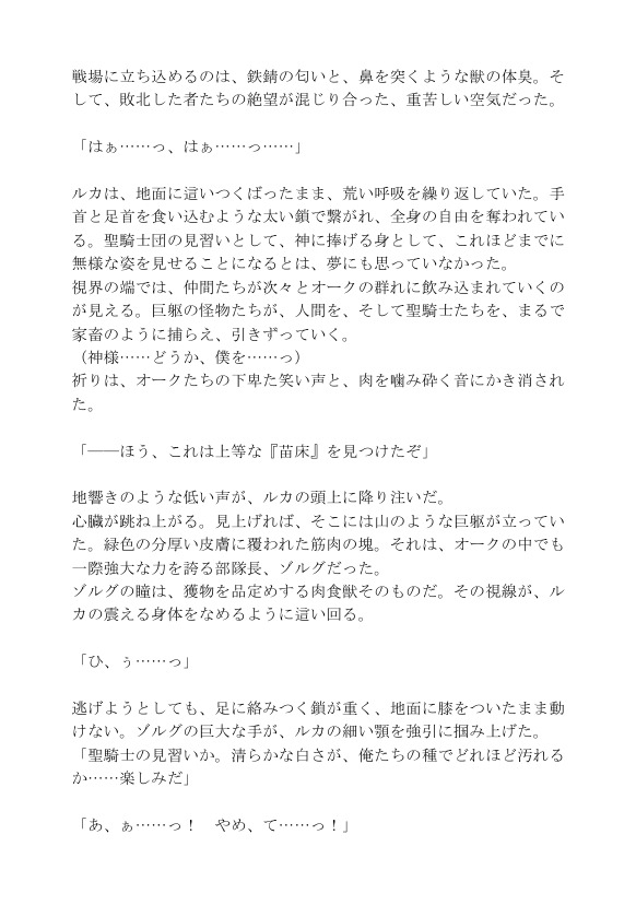 捕らえられた聖騎士見習いはオークの種付け〇隷になる サンプル2