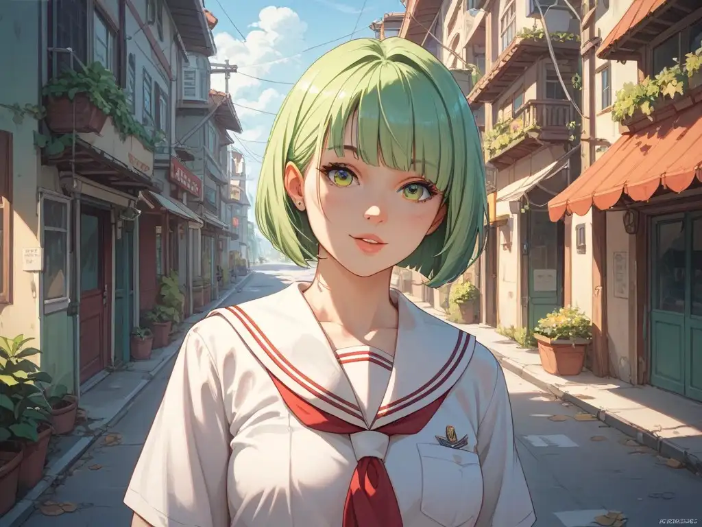 ファーストフード店美女と紅葉を満喫する美女と婦人警官と下町を下校するセーラー服美女 サンプル画像 9