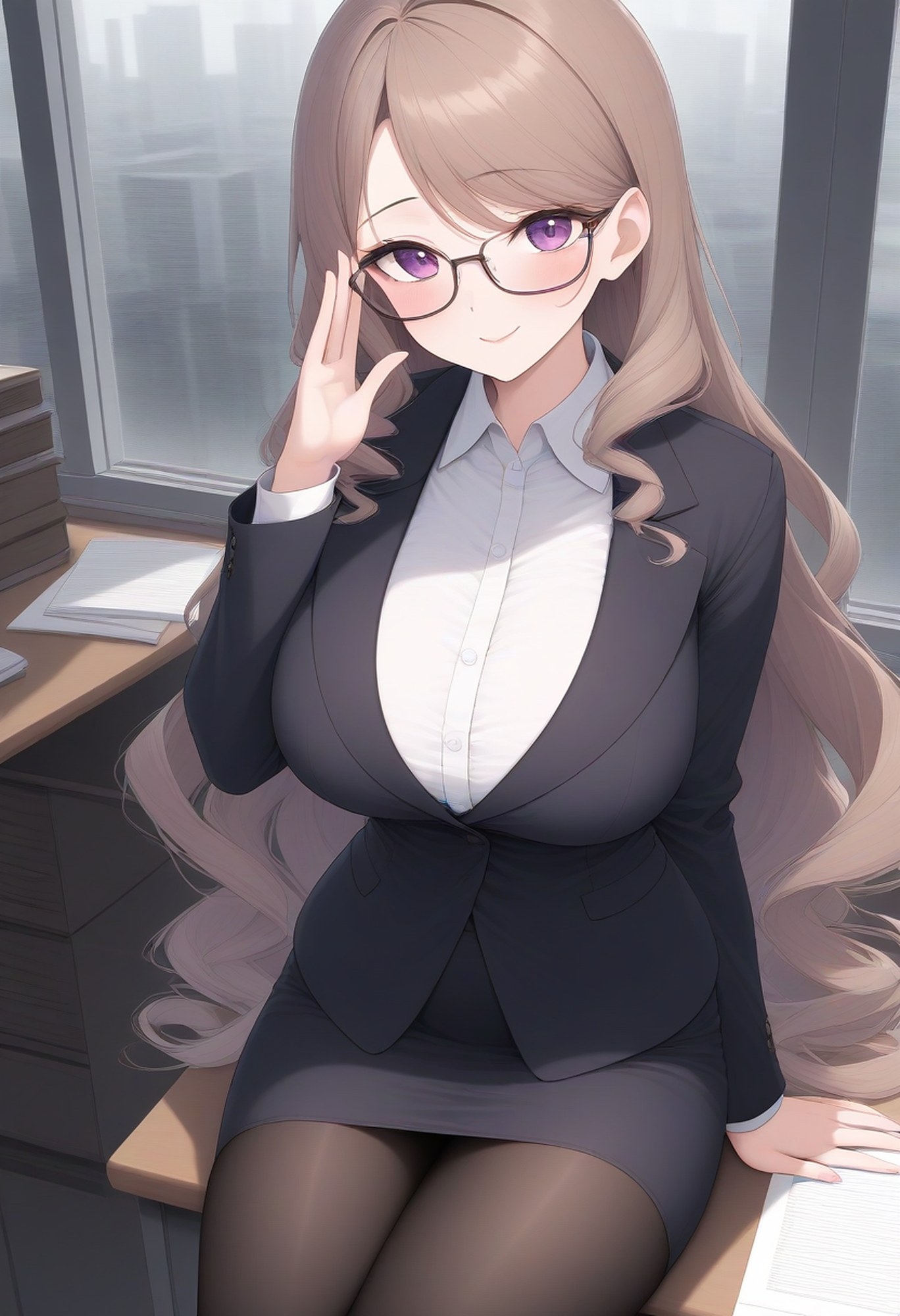 사장실에서 폭유 안경 비서 레이나(29)와 단둘이【CG 292장】 2