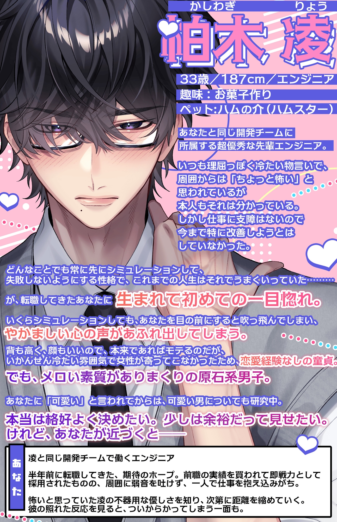 【完璧↔︎挙動不審】口下手リョウさん メロイのバレないで!【原石系男子♡】「ハムスターに釣られて男の部屋に来たらダメですよ…」→「もうだめ、がっつき解禁です♡」のサンプル画像 1