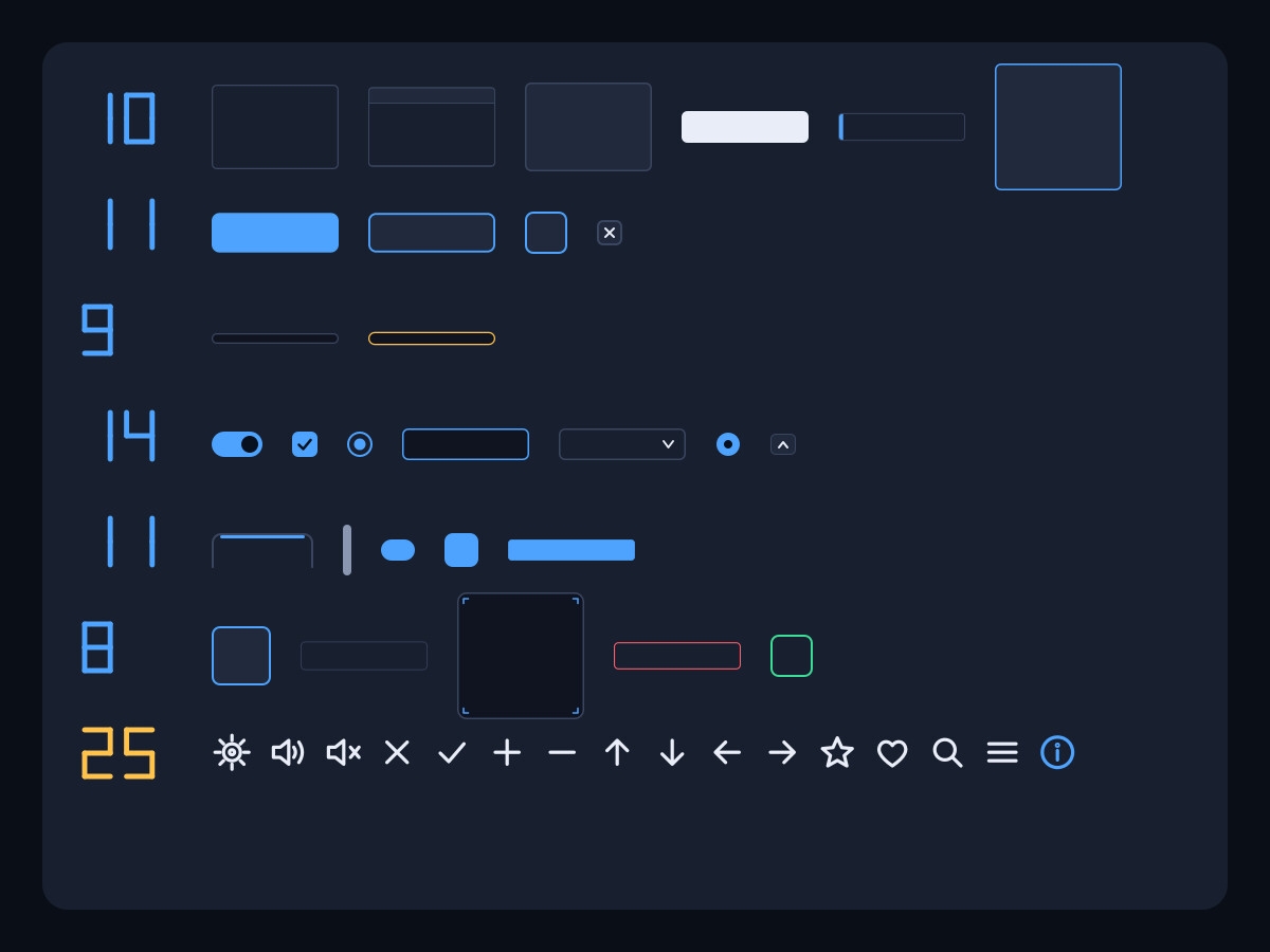 Flat UI Kit ゲーム UI 素材 88種(ダーク/ライト・SVG・9スライス値つき) 公式サンプル