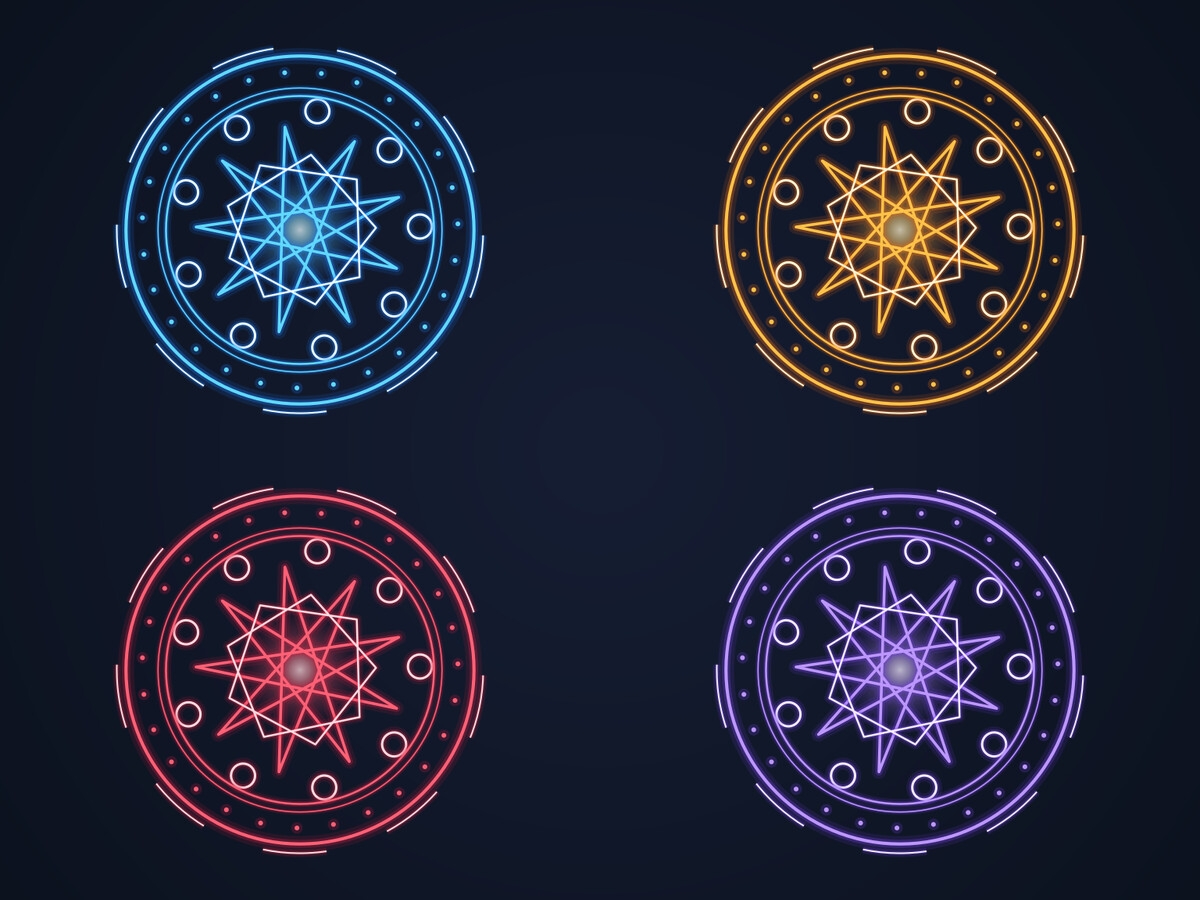 魔法陣・図形エフェクト連番 12種×3動き×4色(SVGソース・スプライトシート・Godot用JSONつき) 公式サンプル