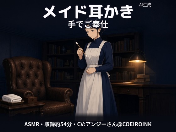 【耳かき×手コキご奉仕/本番なし】お耳のお手入れの時間です、ご主人様～住み込みの年上メイドさん(30歳)が、敬語のまま最後まで手でお世話してくれる～【合成音声】 公式作品画像