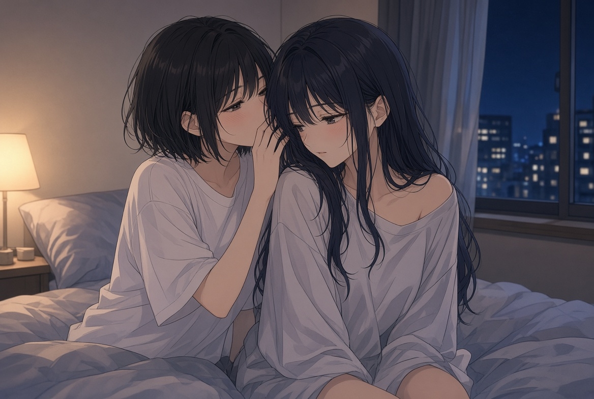 【百合催○】ドアの隙間から覗いていたはずが、いつの間にか私が抱かれていた〜見ているだけで届く、キスの音・水音・吐息〜【見ているだけのはずだった 01】
