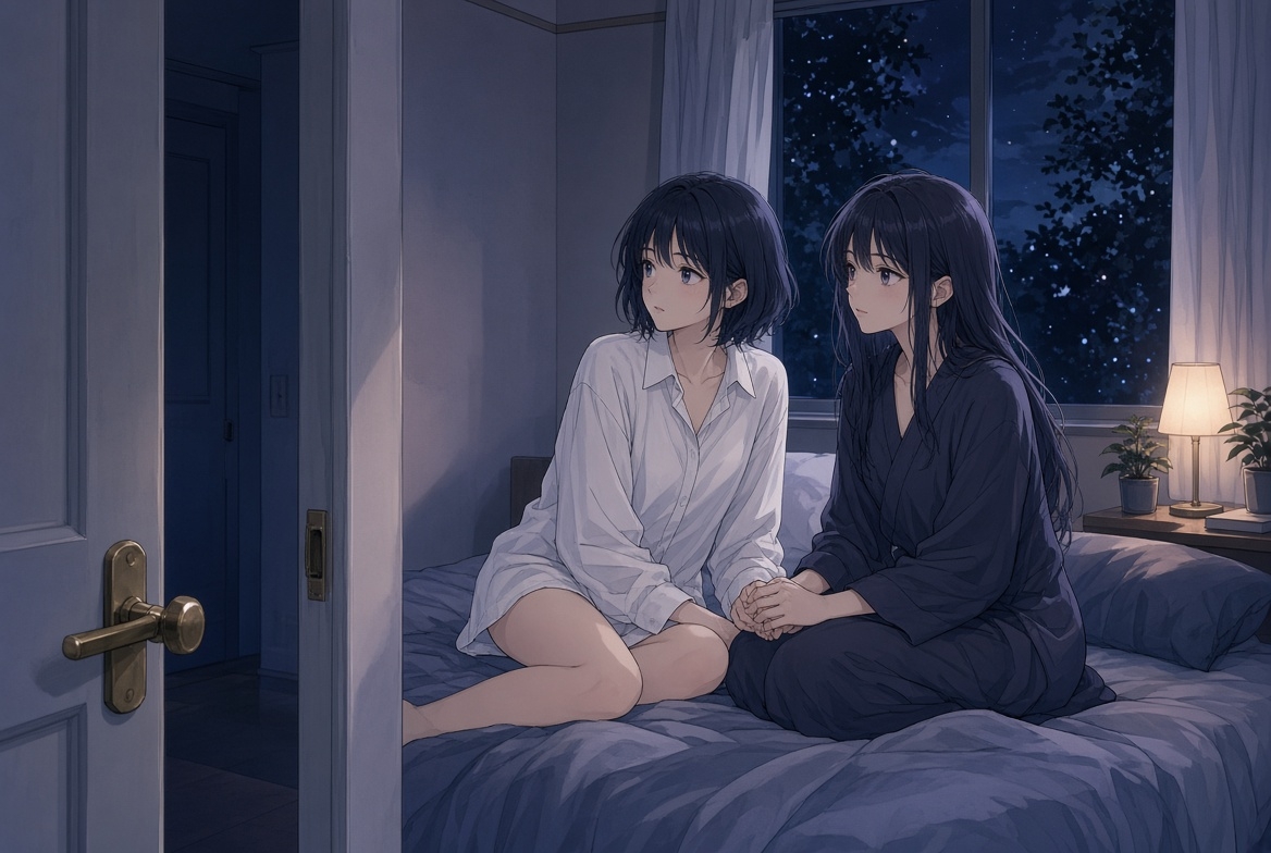 【百合催○】ドアの隙間から覗いていたはずが、いつの間にか私が抱かれていた〜見ているだけで届く、キスの音・水音・吐息〜【見ているだけのはずだった 01】