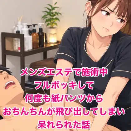 メンズエステで施術中、フルボッキして何度も紙パンツからおちんちんが飛び出してしまい呆れられた話 ジャケット画像