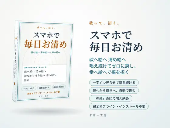 【スマホで毎日お清め】祓へ給へ 清め給へ ～唱え続けてゼロに戻し、幸へ給へで福を招く～ 選んで押すだけ 一字ずつ光る言葉を、毎日スマホで。 ジャケット画像