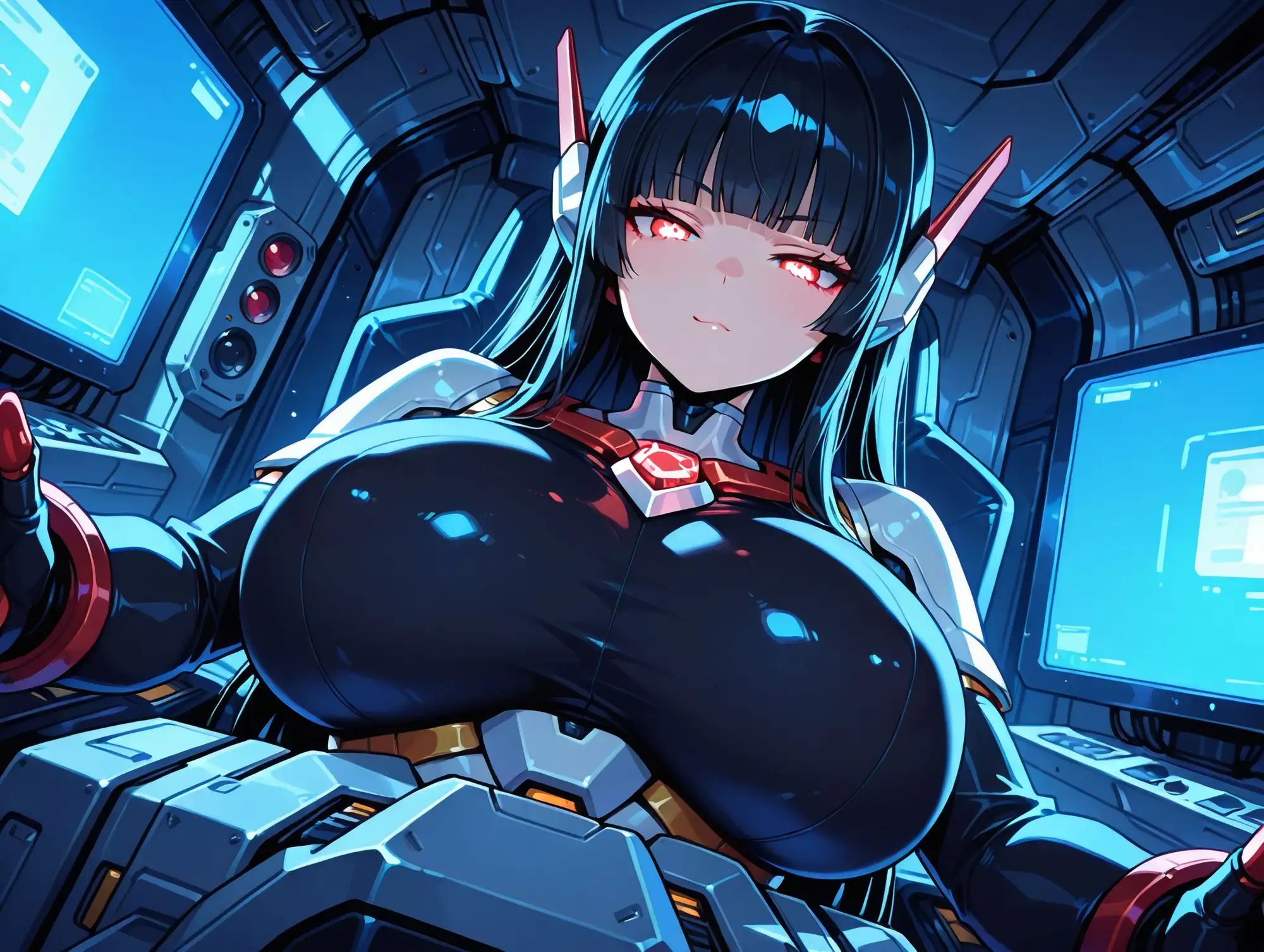 パイロット少女VS触手【ジト目無表情系サイボーグ少女編】 サンプル画像 2
