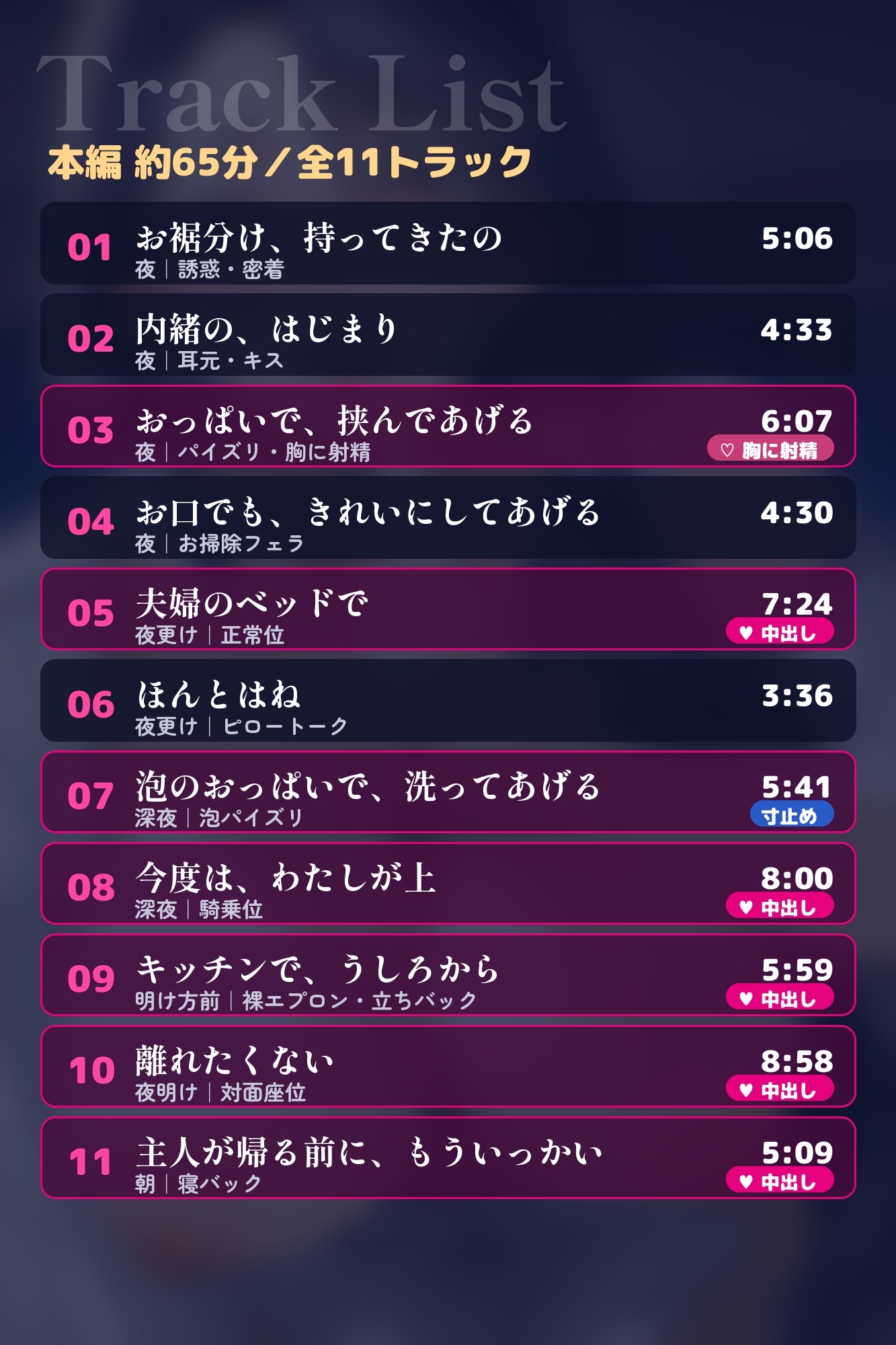 【爆乳人妻と浮気中出し×5回】夫が出張の夜、隣の奥さんに「主人には内緒ね」とパイズリ、夫婦のベッドで朝まで甘やかされる【65分】