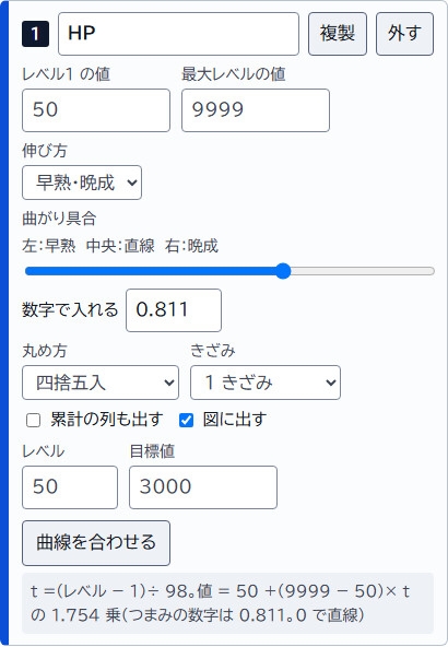 【RPG・放置ゲーム制作】経験値テーブル・ステータス表メーカー(グラフで調整して CSV/JSON 出力)