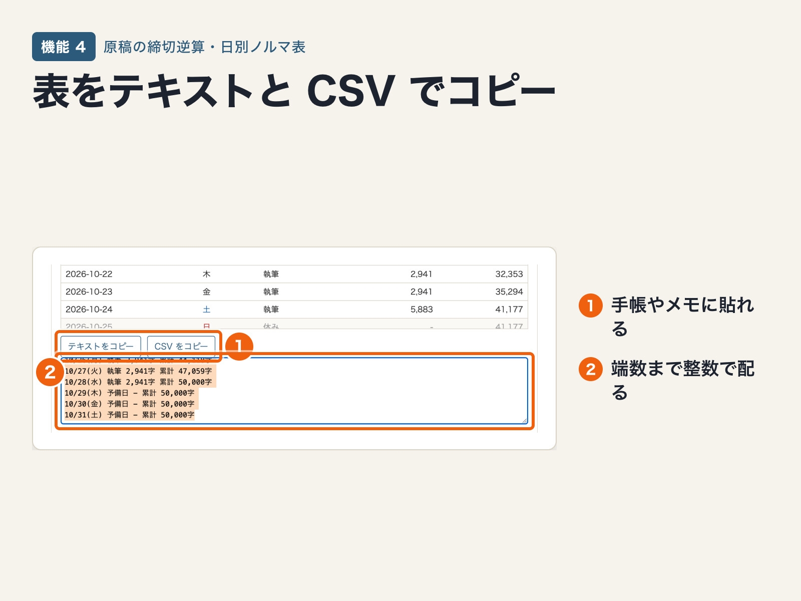 原稿の締切逆算・日別ノルマ表