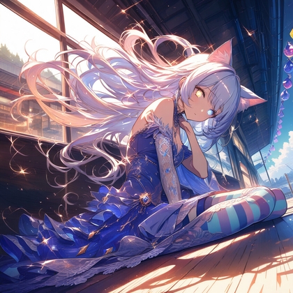 白髪猫娘イラスト集 Vol.1【AI生成・500枚収録】