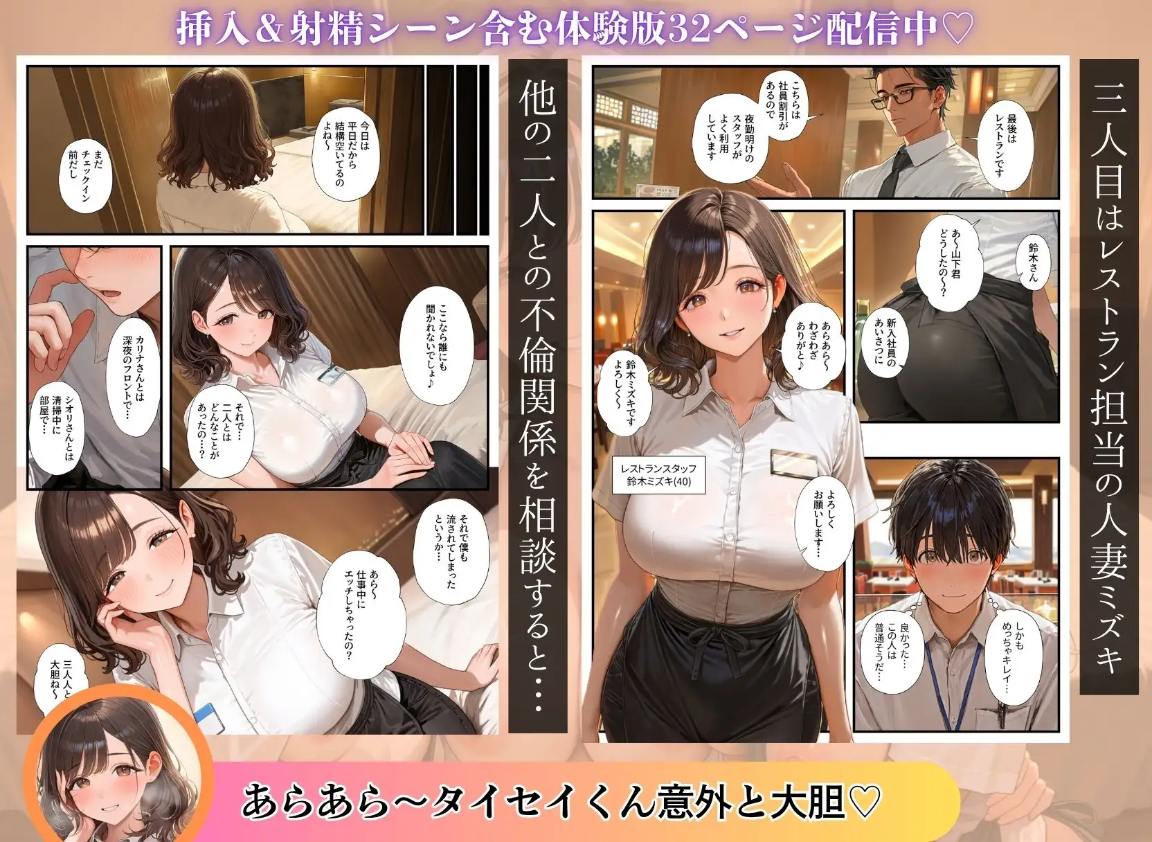 夜勤先のホテルで人妻達とハーレムになっちゃった件 サンプル画像 8