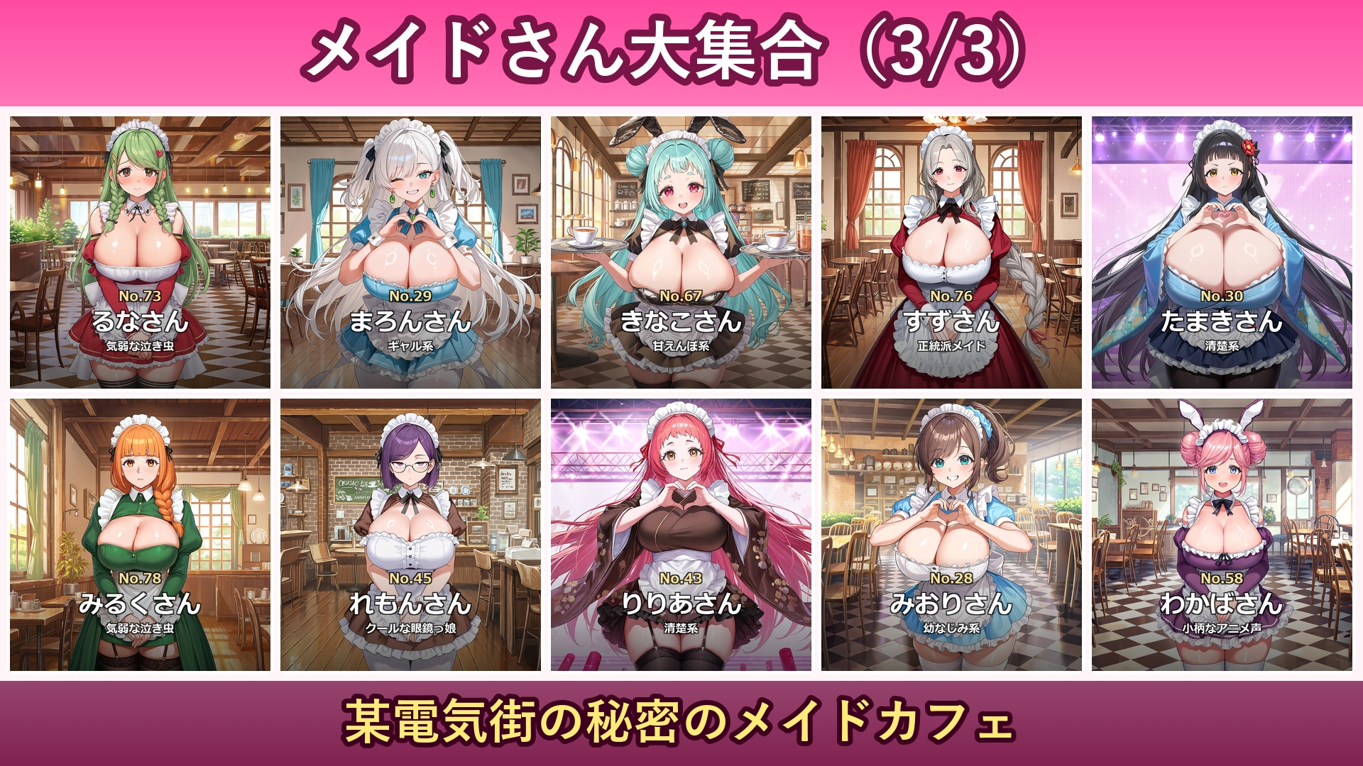 【4K神画質】巨乳しかいないメイドカフェ60人ハーレム〜某電気街の秘密のメイドカフェで全員に孕ませ中出し〜【60分】 10